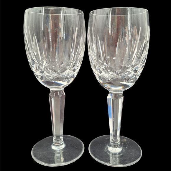 WATERFORD Crystal Irish KILDARE Set Of 2 CLARET WINE GLASSES Stemware 6 1/2" 3-6 - Picture 1 of 6